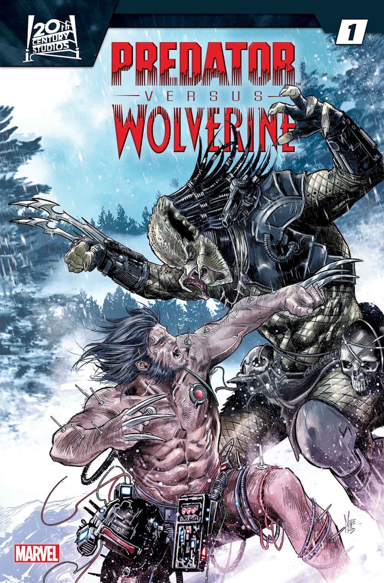 Wolverine und Predator kämpfen auf dem Cover von Predator Vs Wolverine #1
