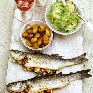 Oven-Roasted Whole Sea Bass With Fennel and Chilli