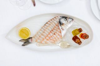 fish dish on white plate