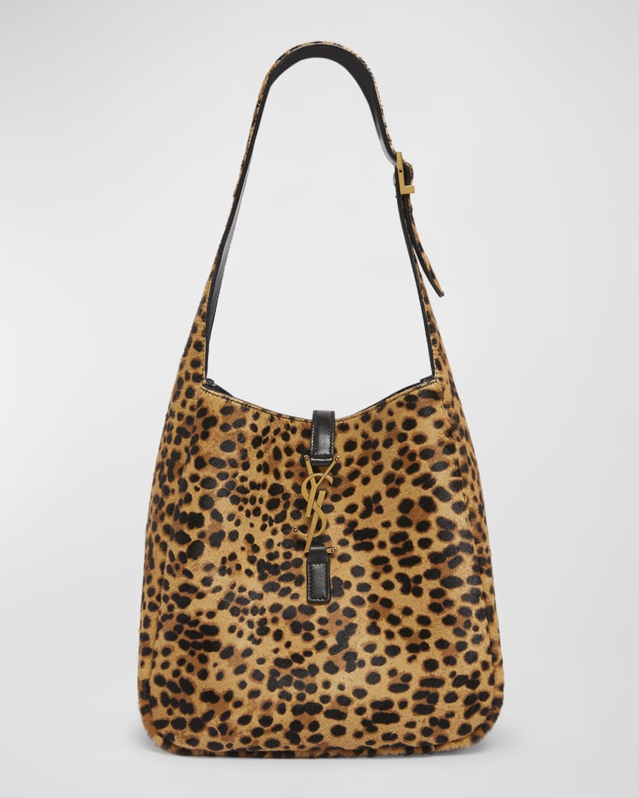 Le 5 a 7 Small Hobo Bag in Leopard-Print Calf Hair