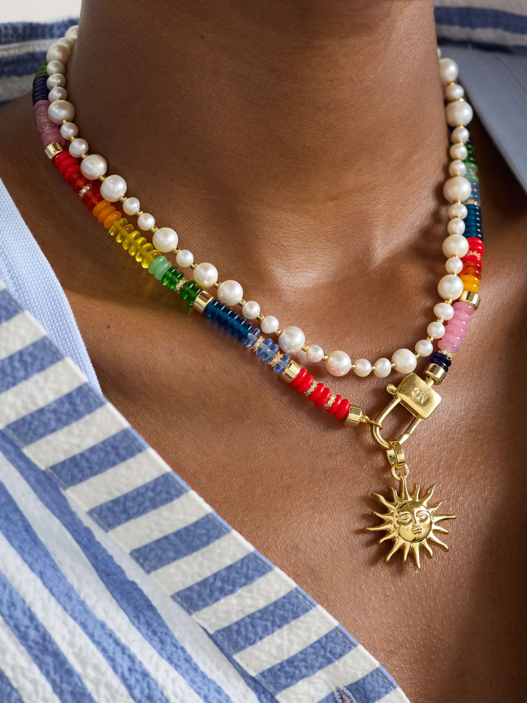 14-Karat Gold, Crystal and Pearl Necklaces