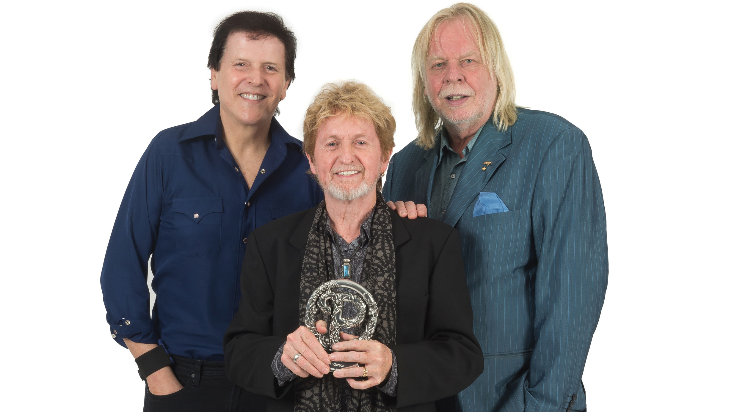 Anderson, Rabin and Wakeman pose with the Prog God Award