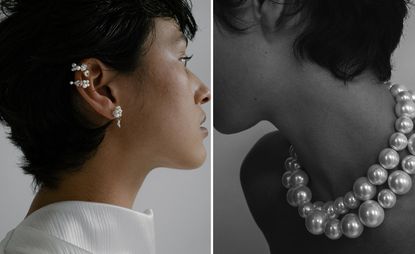 Woman wearing pearl jewellery