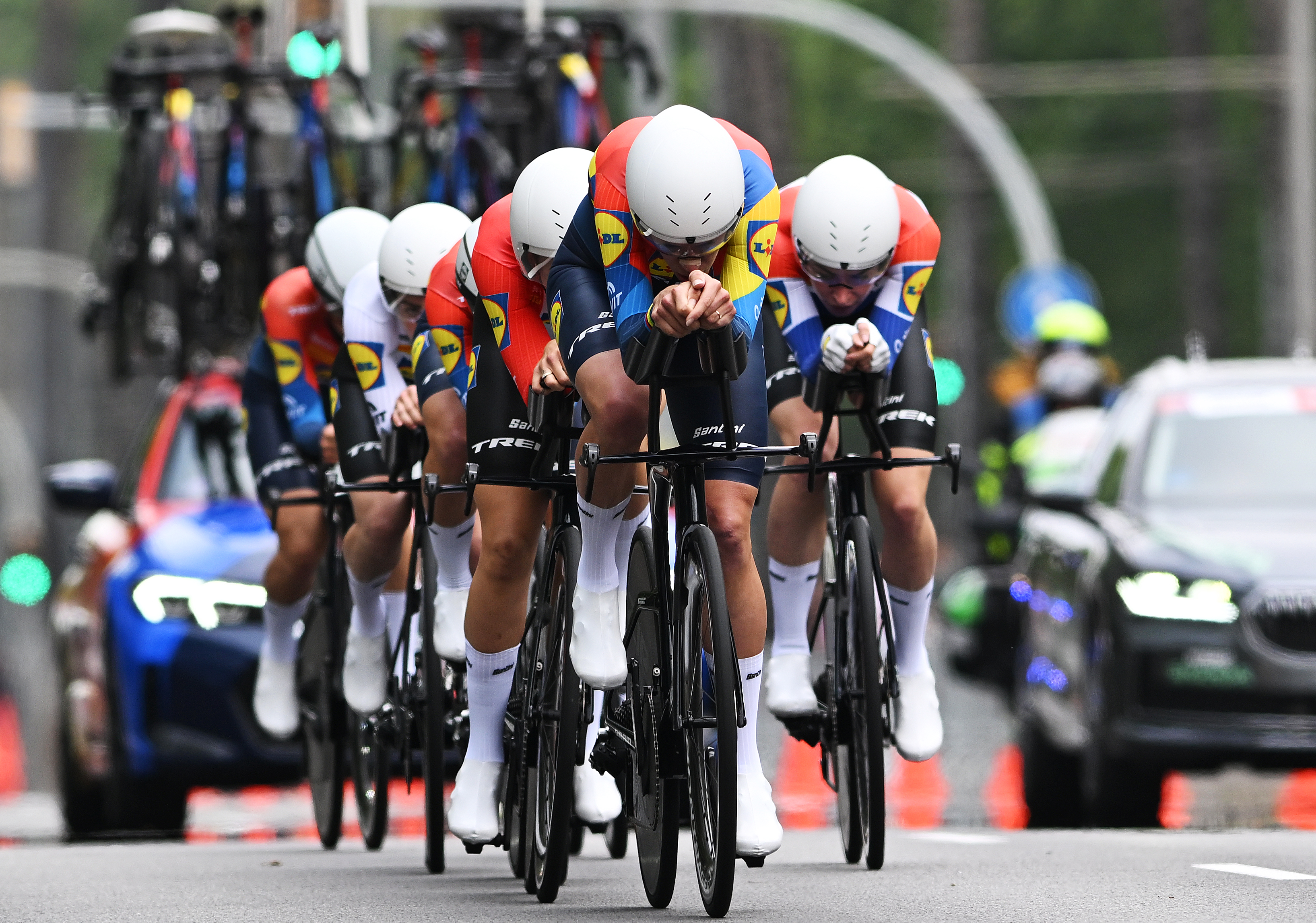 BARCELONA, SPAIN - MAY 04: Ellen van Dijk of Netherlands and Team Lidl - Trek competes during the 11th La Vuelta Femenina 2025, Stage 1 a 8.1km team time trial stage from Barcelona to Barcelona / #UCIWWT / on May 04, 2025 in Barcelona, Spain. (Photo by Szymon Gruchalski/Getty Images)