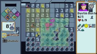 Playing a grid with lots of strange hazards on it in BroomSweeper.