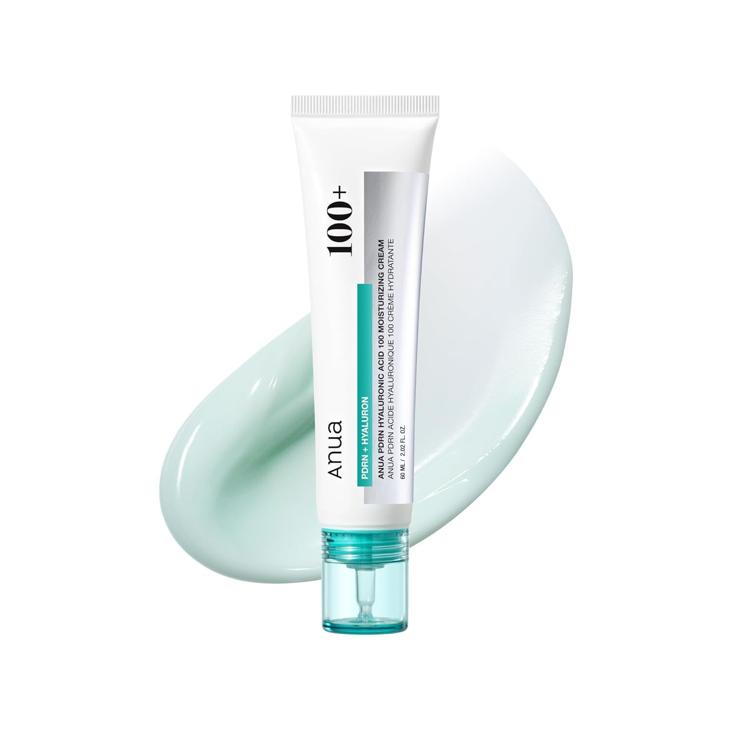 Anua Pdrn Hyaluronic Acid 100 Moisturizing Cream, Lightweight Hydrating Moisturizer With Salmon Dna, Hyaluronic Acid, Collagen for Glass Skin, Korean Skin Care (60ml / 2.02 Fl. Oz)
