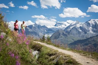 Hiking along a bisse in Verbier