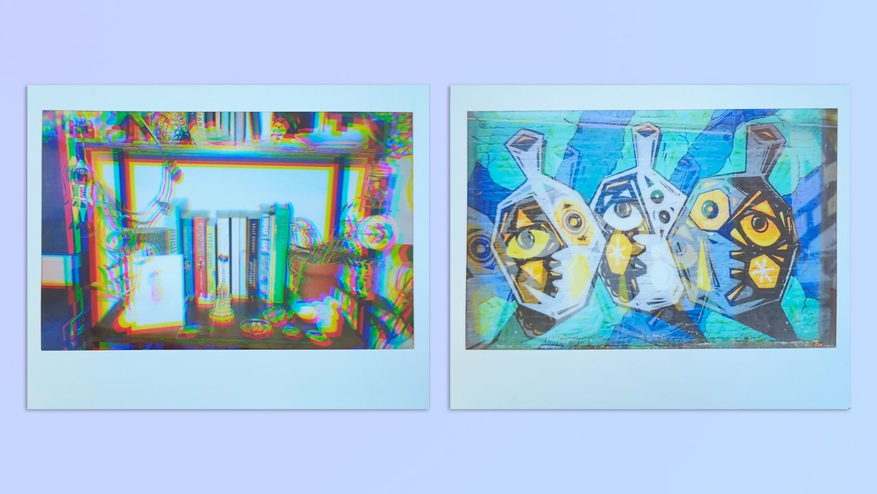 Two photos taken on a Fujifilm Instax Wide Evo hybrid instant camera