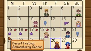 Stardew Valley mod tracking seasonal berries on the calendar