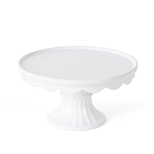 Martha Stewart Patterson 10&quot; X 5.1&quot; White Round Stoneware Cake Stand