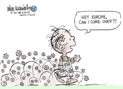 Editorial Cartoon U.S. America coronavirus Europe Pig Pen Peanuts