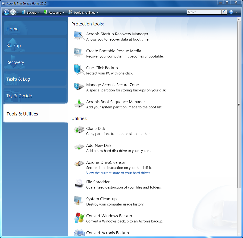 acronis true image home cleanup tool