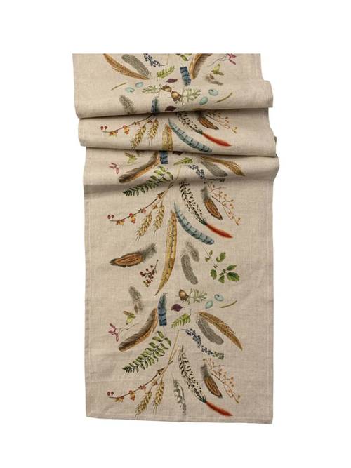 Forest Walk French Country Caf&eacute; Au Lait Linen Table Runner