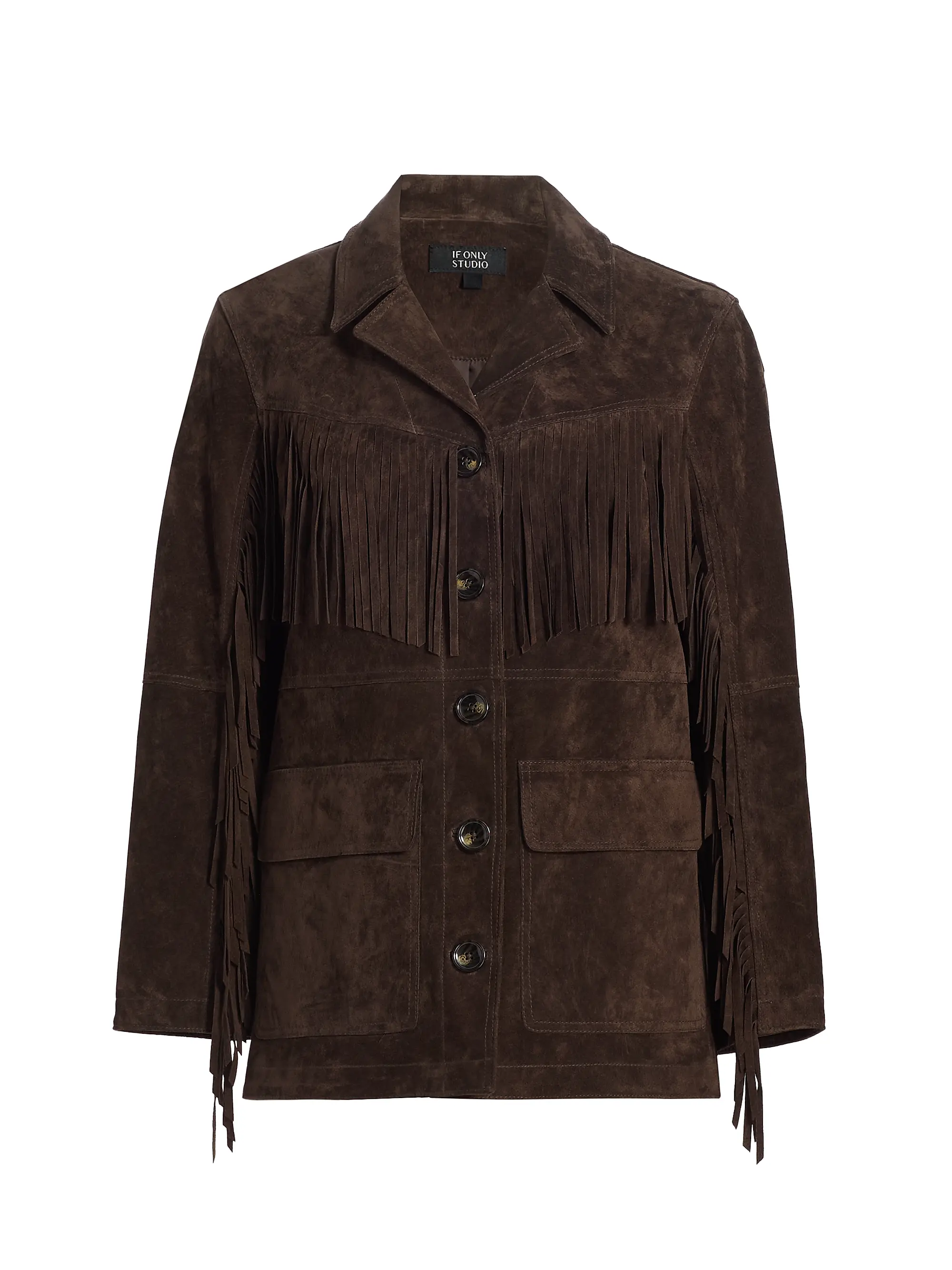 Fringe Suede Button-Front Jacket