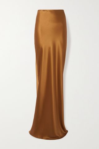 Silk-satin maxi skirt