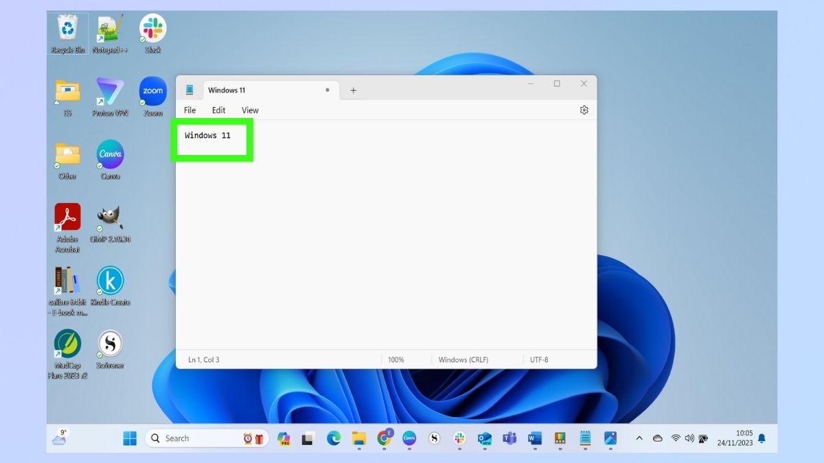 لقطة شاشة توضح كيفية استخدام Windows 11 PowerToys Text Extractor - لصق في مستند جديد