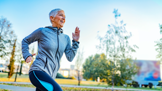 Woman running in park