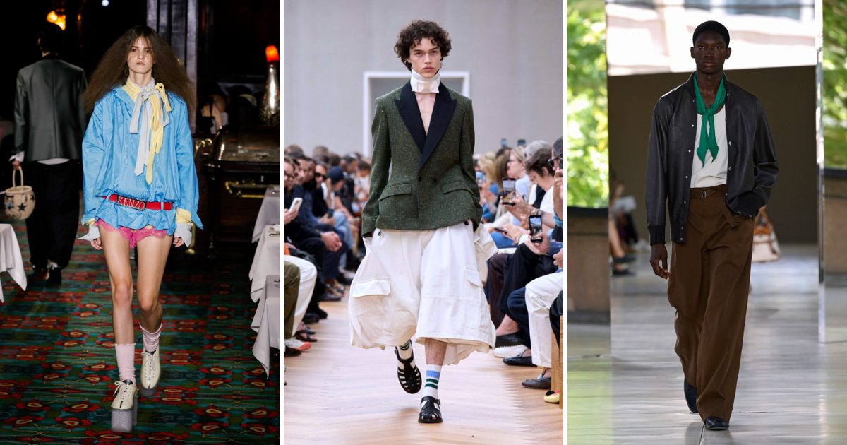 fashion week men's Kenzo, Dior, Hermès runway neckwear