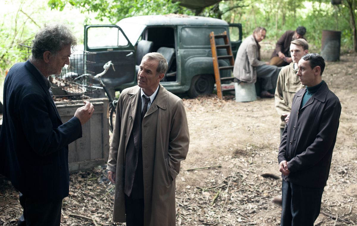 Grantchester: Steven Blake as Danny, Robson Green as Geordie and Al Weaver as Leonard.