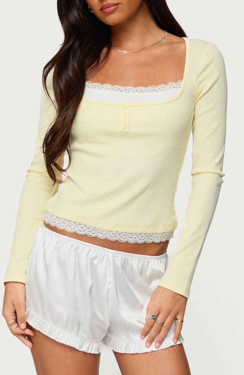 Joana Layered Lacey Henley Top