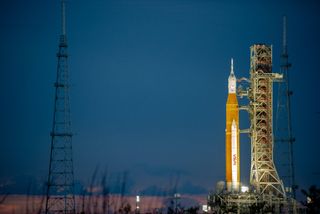 The Artemis 1 stack began rolling off Kennedy Space Center's Launch Pad 39B at 4:12 a.m. EDT (0812 GMT) on July 2, 2022.