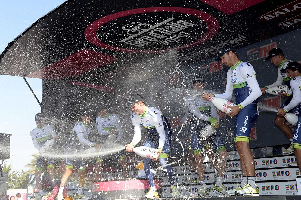 Orica-GreenEdge celebrate their Giro d'Italia stage win