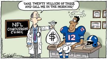 Editorial cartoon U.S. NFL concussions