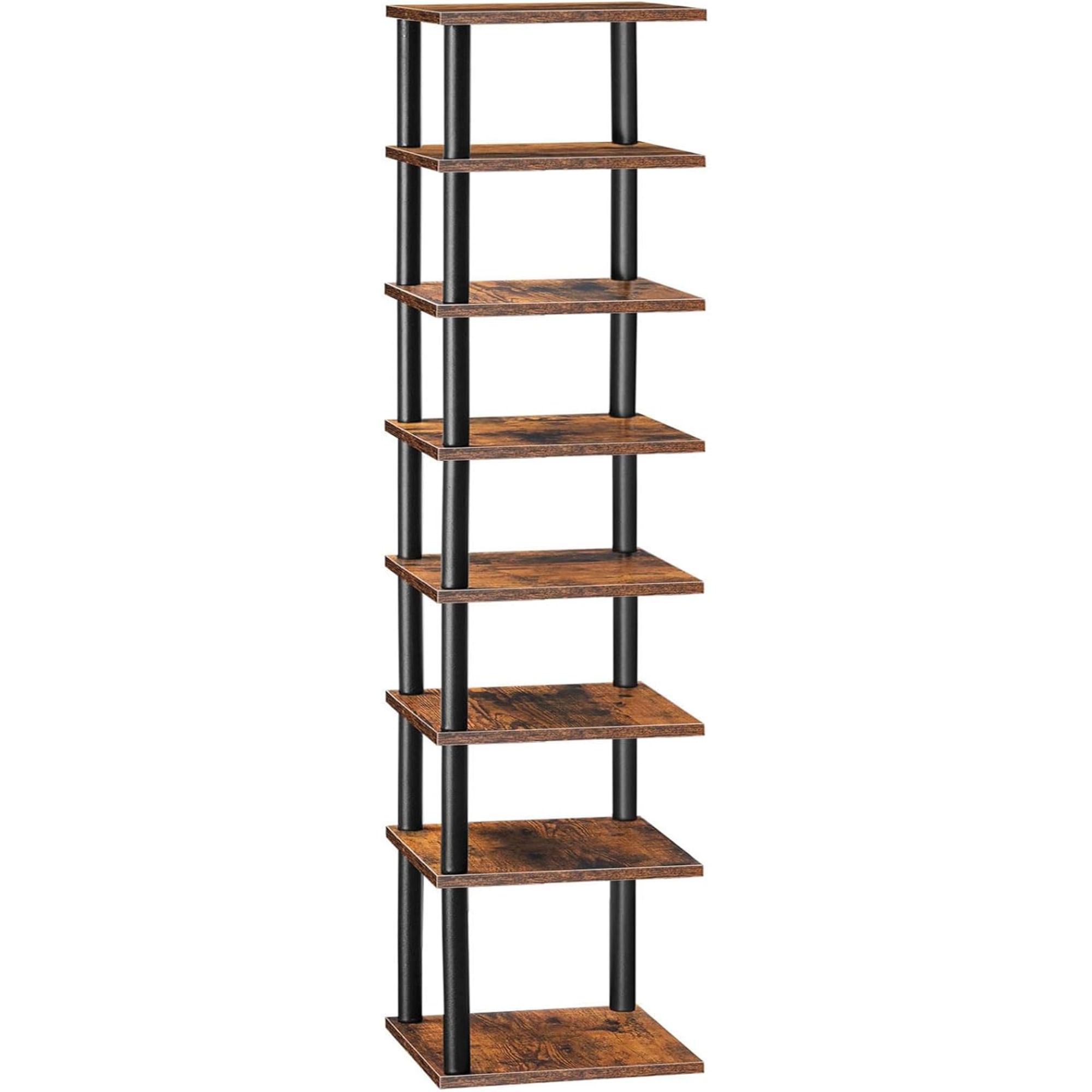 Narrow wooden shoe rack