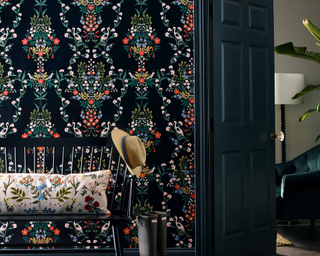 Black floral wallpaper by Rifle Paper Co