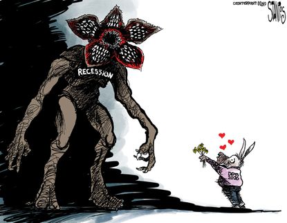 Political Cartoon U.S. Stranger Things Demogorgon Democrats Welcome Recession 2020 Election