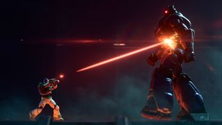 Buzz battling a robot enemy in Lightyear