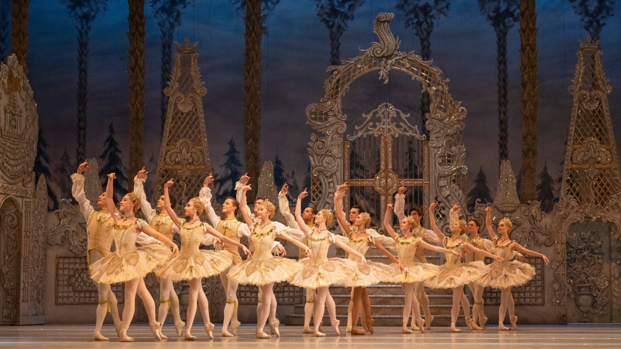 The Nutcracker ballet dancers on stage 