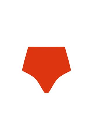orange high-waisted swim bottoms