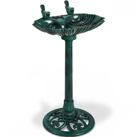 Resin Bird Bath With Shell Edge &amp;amp; 1.4w Solar Fountain, 50*36*81cm
