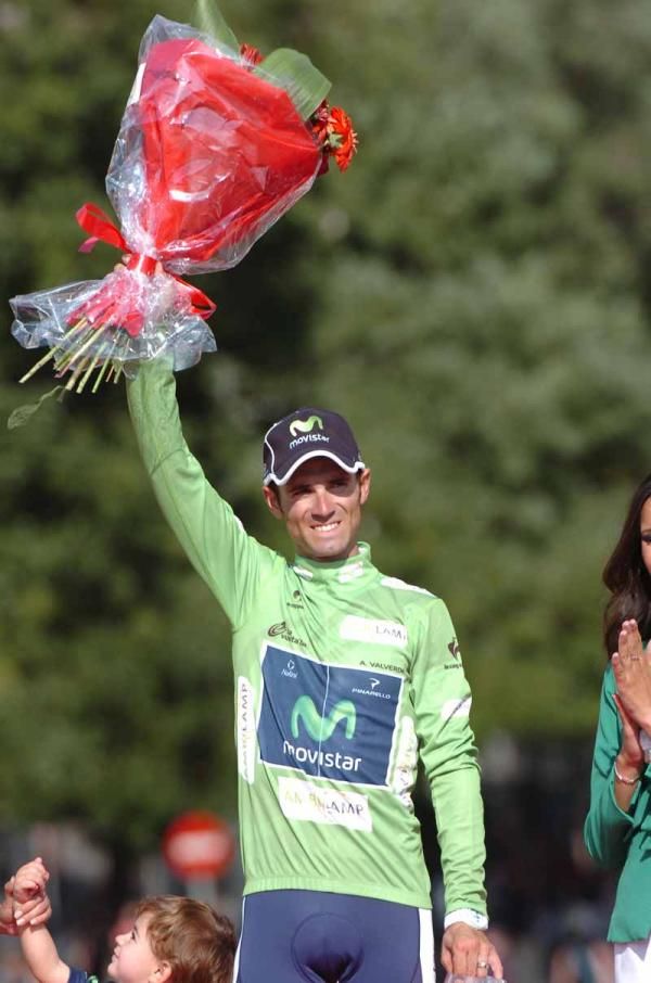 Alejandro Valverde in green after three weeks of racing