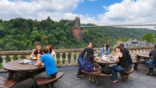 The terrace of the White Lion pub at Avon Gorge by Hotel du Vin