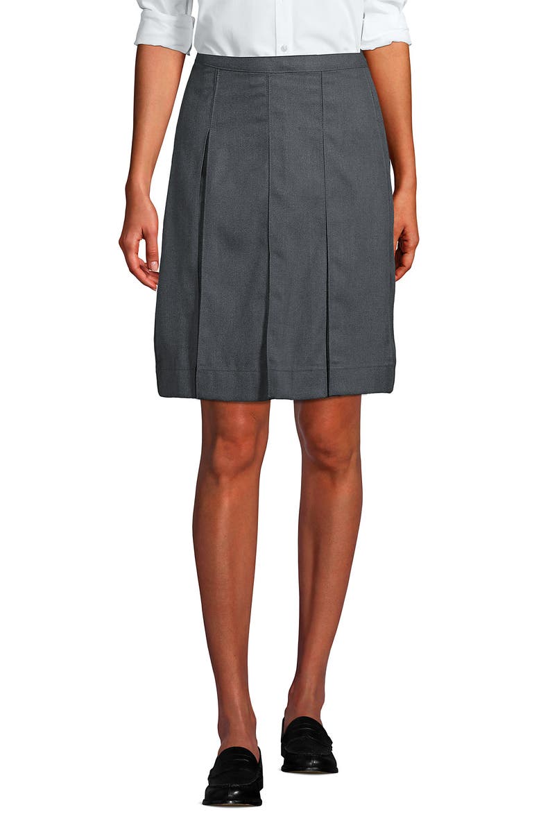 School Uniform Solid Box Pleat Skirt Above Knee
