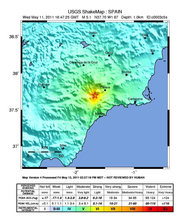 Lorca, Spain Shakemap