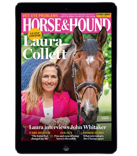 A Horse & Hound magazine cover displayed on an iPad