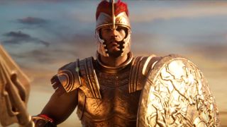 Achilles dressed in armor in Total War Saga: Troy