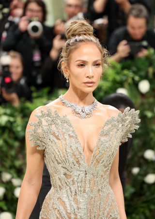 Jennifer Lopez posing at the 2024 Met Gala