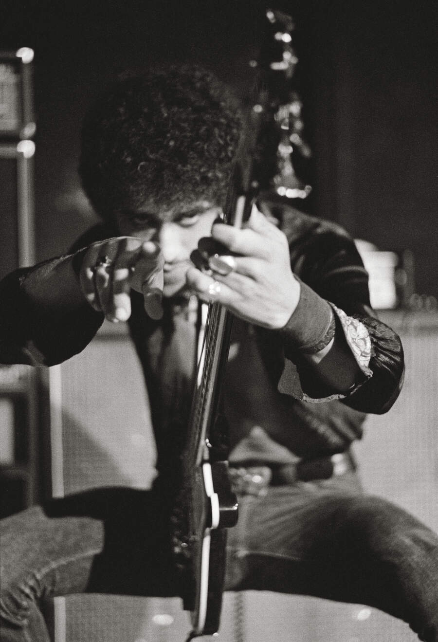 Phil Lynott onstage with Thin Lizzy at the Marquee Club, London, November 13, 1973