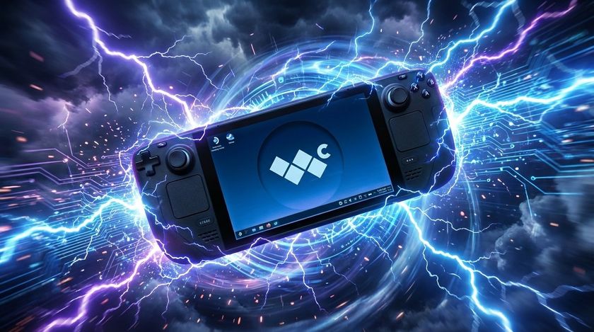 Steam Deck with lightning effects