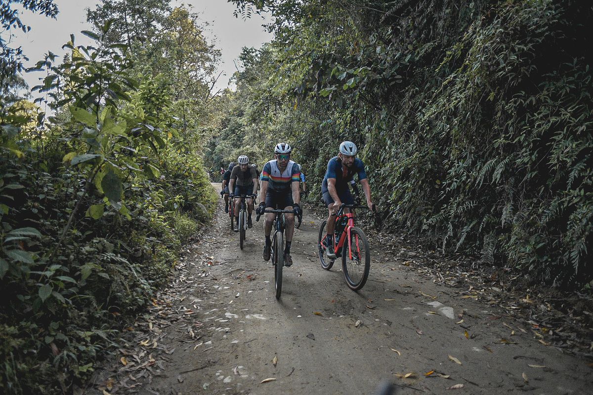 Lead riders on stage 4, which featured 90% rough gravel roads