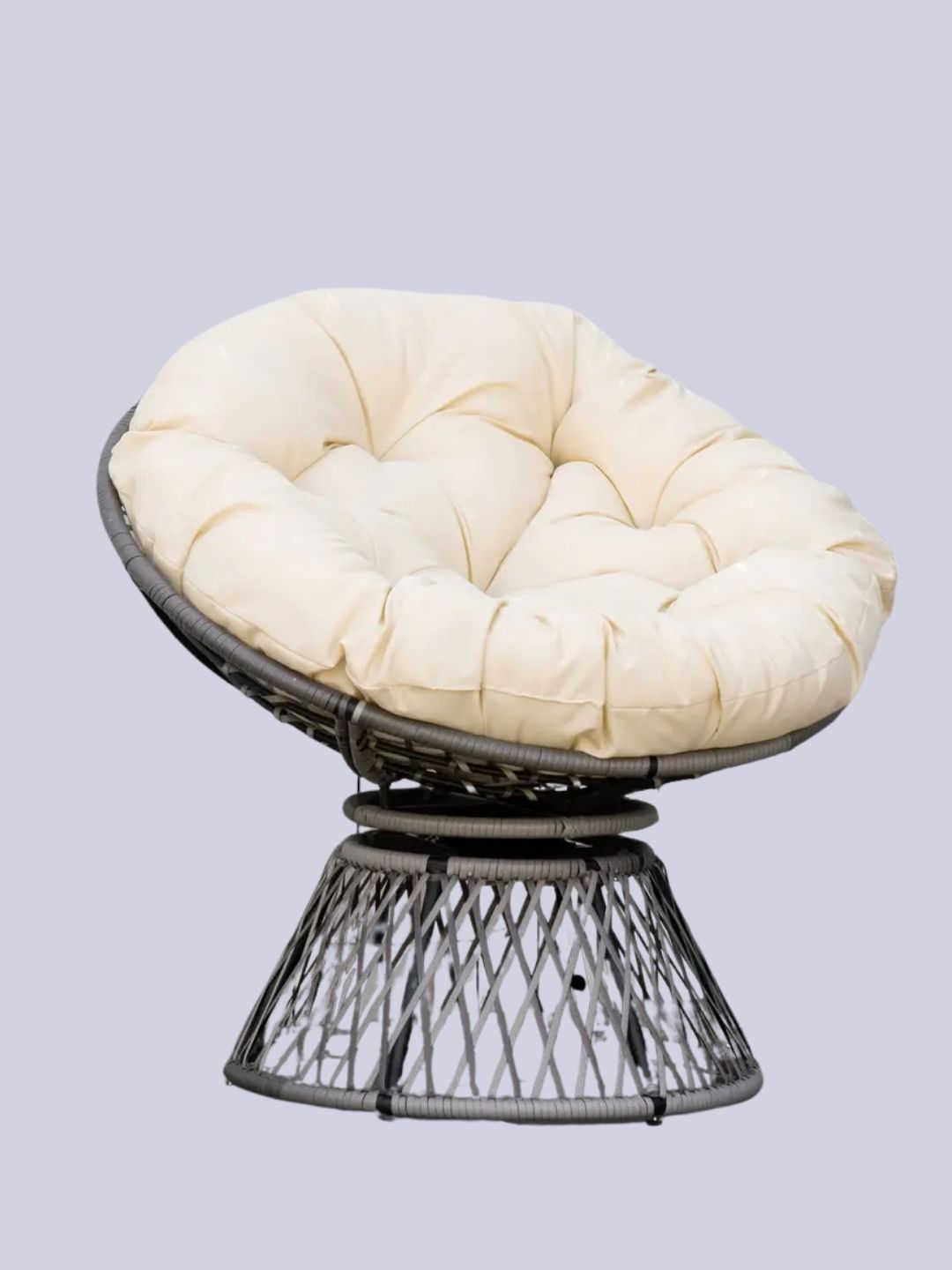 OUTSUNNY, Swivel Rattan Papasan Moon Bowl Chair Round With Padded