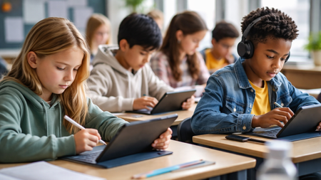 Students in a modern classroom
