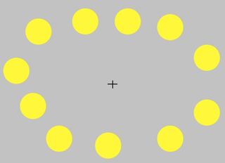 A visual illusion that changes the afterimages of shapes arises in the visual areas of the brain.