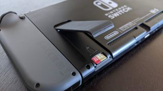 MicroSD card slot on Nintendo Switch.