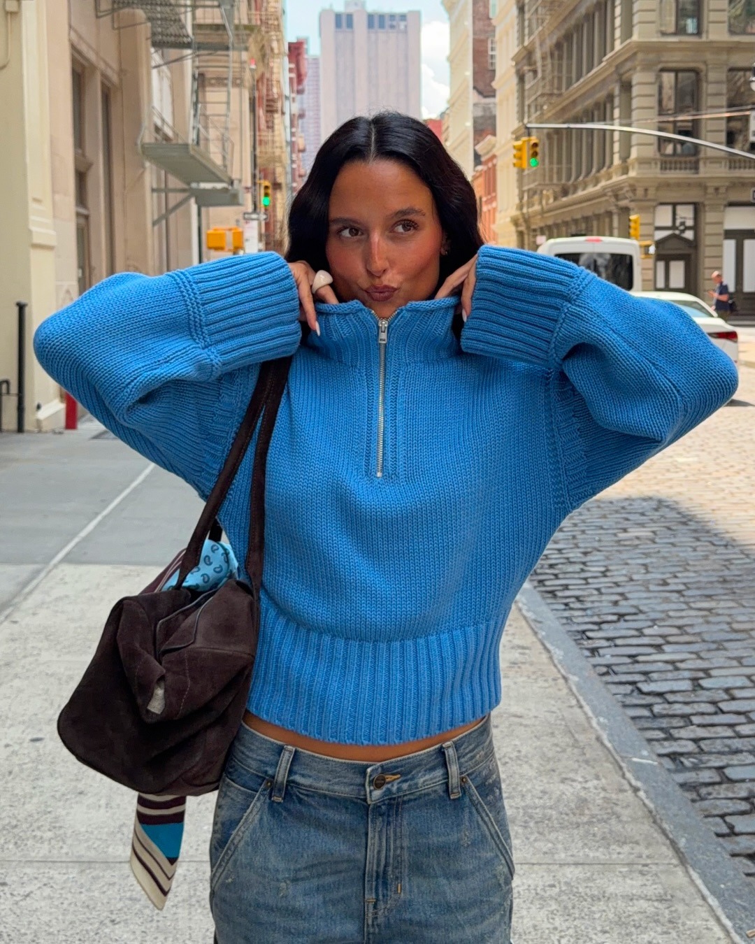 Sarah wearing the jcrew jumper