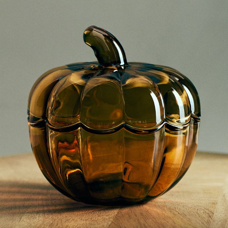 amber glass pumpkin ornament